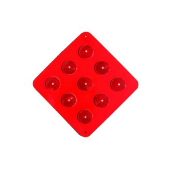 OM4-1 -18Red -  9-button Red - on Red Object Marker,  Road Hazard Marker